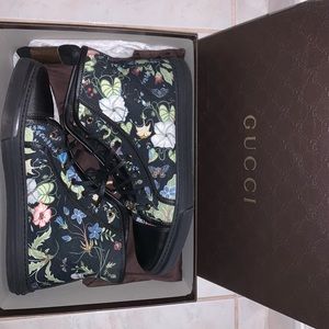 Gucci Canvas Hightop Floral Sneakers